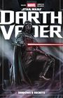 "Star Wars: Darth Vader" steht oben. Illustration von Darth Vader mit rotem Lichtschwert in nebliger Umgebung.