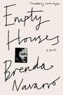 „Empty Houses“ von Brenda Navarro, übersetzt von Sophie Hughes. Mittig ein schwarz-weißes Porträt eines Gesichts.