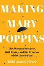 „MAKING MARY POPPINS“ von Todd James Pierce. Gelber Hintergrund, schwarze Sterne und ein schwarzer Regenschirm.