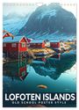 Val Thoermer: Lofoten Islands - Old School Poster Style (Wall Calendar 2025 DIN A4 portrait), CALVENDO 12 Month Wall Calendar, KAL