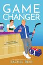 „GAME CHANGER“ von Rachel Reid: Zwei Männer, einer mit Eishockeyschläger, an einer Bar, lächeln miteinander.