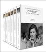 "Vol. 1-6: A Cultural History of Poverty," mit unterschiedlichen historischen Epochen. Schwarz-Weiß-Foto einer nachdenklichen Frau.