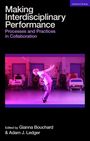 Titel: "Making Interdisciplinary Performance". Szene: Tanzende Person in einem pink beleuchteten Raum mit Krankenhausbetten.