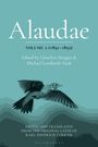 **Text:** "Alaudae Volume 2 (1891–1892)" / "Edited by Llewelyn Morgan & Michael Lombardi-Nash" / "Edited and translated..."

**Bild:** Illustration eines Vogels im Flug vor türkisfarbenem Hintergrund.