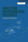 Text: "Analysing Environmental Discourse: A Critical Approach, Scott Burnett." Illustration: Zwei Hände mit Fabrik und Baum.