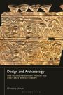 Text: "Design and Archaeology: The Social Imaginary in Iron Age and Early Roman Europe. Christina Unwin." 

Goldene Relieftafel mit antiken Motiven.
