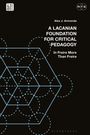 Der Text sagt: „A Lacanian Foundation for Critical Pedagogy“. Geometrische blaue Linien und Kreise auf schwarzem Hintergrund.