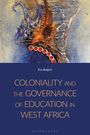 Titel: "COLONIALITY AND THE GOVERNANCE OF EDUCATION IN WEST AFRICA". Oben eine abstrakte Illustration in Blau und Orange.