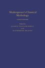 Ein dunkelblauer Hintergrund mit goldener Schrift: 

"Shakespeare’s Classical Mythology: A Dictionary. Edited by Janice Valls-Russell and Katherine Heavey."