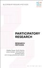 Buchcover mit Titel "Participatory Research" und Autorennamen. Oben rechts ein NCRM-Logo. Rosa geometrische Linien.