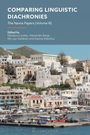 Text: "COMPARING LINGUISTIC DIACHRONIES. The Naxos Papers (Volume III). Edited by Nikolaos Lavidas, Alexander Bergs, Elly van Gelderen and Ioanna Sitaridou." Im Hintergrund ist eine Küstenstadt mit weißen Häusern zu sehen.
