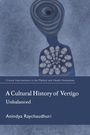 Titel: "A Cultural History of Vertigo: Unbalanced" von Anindya Raychaudhuri. Abstrakte Darstellung eines Gesichts aus Spiralen.