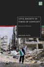 "Civil Society in Times of Conflict: Studies from the Global South" von Ibrahim Nabil. Zerstörte Gebäude und Person mit Flagge.