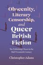 „Obscenity, Literary Censorship, and Queer British Fiction“ vor Personen-Silhouetten auf violettem Hintergrund.