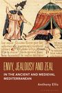 Oben: "HISTORY OF EMOTIONS". Unten: "ENVY, JEALOUSY AND RIVALRY", "IN THE ANCIENT AND MEDIEVAL MEDITERRANEAN". Illustration: Eine historische Szene.