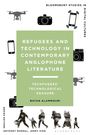 "REFUGEES AND TECHNOLOGY IN CONTEMPORARY ANGLOPHONE LITERATURE" ist zentriert auf grünem Hintergrund. Umgeben von Tech-Piktogrammen.