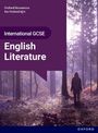 Text: "International GCSE English Literature". Eine Person steht in einem lila beleuchteten Wald mit Bäumen und Pflanzen.
