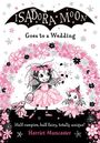 "Isadora Moon Goes to a Wedding. Half vampire, half fairy, totally unique! Harriet Muncaster." Illustration mit der Figur Isadora Moon in einem rosa Kleid, begleitet von einem rosa Hasen und Fledermaus, umgeben von Blumen.