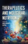 "THERAPEUTICS AND MOLECULAR NUTRITION," rote und orange Moleküle, Pflanzenblätter, blau und gelb hinterlegt.