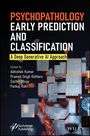 "PSYCHOPATHOLOGY EARLY PREDICTION AND CLASSIFICATION" auf dunklem Hintergrund mit Tech-Grafiken, Gesichtsabbildung.