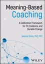 "Meaning-Based Coaching" in großen Buchstaben, mit blauen, vernetzten Kugeln. Textbeispiele: "Jessica Stone, PH.D., PCC".