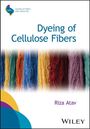 "Dyeing of Cellulose Fibers" von Riza Atav. Links Logo der Society of Dyers and Colourists. Bunte Fäden vertikal.
