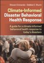 "Climate-Informed Disaster Behavioral Health Response" ist oben groß, Mitte ein Paar umarmt sich in einer Menschenmenge.