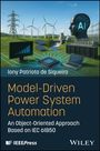 Aufschrift: "Model-Driven Power System Automation". Illustration von Windrädern, Solarpanels und einem KI-gekennzeichneten Kopf.