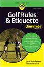 Buchtitel: "Golf Rules & Etiquette for Dummies". Zwei Personen spielen Golf auf einem grünen Platz.
