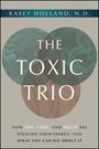 THE TOXIC TRIO. Überlappende Kreise mit natürlichen Texturen. Darunter: EBV, Lyme und Schimmel rauben Energie.