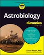 Text: "Astrobiology for dummies", "Uncover the origins of life on Earth". Illustration: Ein Rover fährt auf einer Marslandschaft.