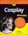 „Cosplay for dummies“ in großer Schrift. Darunter Jo Steel. Bild: Frau mit Schmetterlingen auf dem Gesicht.