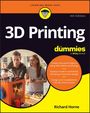 "3D Printing for dummies," gelbes Logo, ein Mann und eine Frau betrachten einen 3D-Drucker.