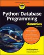 "Python Database Programming for dummies" steht im Mittelpunkt. Links ist eine Illustration einer großen Schlange.