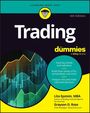 "Trading for dummies" mit Autorennamen, Grafik von Aktienkursen im Hintergrund, gelbes "Dummies"-Logo oben.