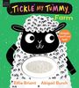 "Tickle My Tummy", Farm. Wiggle, touch and feel! Effie Briant, Abigail Burch. Eine Schaf-Illustration mit fühlbarem Bauch.
