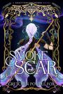 A Shattered Crown Novel, "Smoke and Scar" von Gretchen Powell Fox. Eine Figur mit Zopf und Flügeln, umgeben von goldenen Ornamenten.