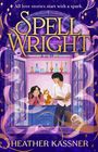 "Spellwright" in großen goldenen Buchstaben, darüber: "All love stories start with a spark." Illustration von zwei Personen mit Katze.