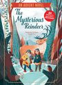 "The Mysterious Reindeer" oben, "24 chapters to open before Christmas!" in rotem Kreis. Illustration: Kinder, Rentier, Wald.