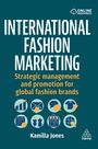 „International Fashion Marketing” in Weiß und Orange auf Blau. Oben rechts ein "Online Resources" Logo. Unten Symbole und "Kamilla Jones".