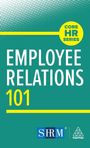 "Employee Relations 101", "CORE HR SERIES" in gelbem Kreis. Unten SHRM und KoganPage Logos. Hintergrund grün mit Punkten.