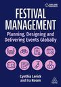 "FESTIVAL MANAGEMENT: Planning, Designing and Delivering Events Globally" von Cynthia Lerick und Ira Rosen. Oben Logo.