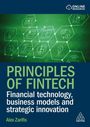 "PRINCIPLES OF FINTECH" oben grüne Ikonen auf sechseckigem Muster; Autor Alex Zarifis; dunkler Hintergrund; Verlagssymbol.