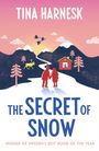 "Tina Harnesk. The Secret of Snow. Winner of Sweden’s Best Book of the Year." Winterlandschaft-Illustration mit Bergen.