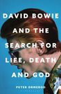 „David Bowie and the Search for Life, Death and God“ in großen weißen Buchstaben. Profil eines Mannes mit rotem Haar.