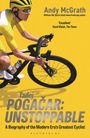 „Tadej Pogačar: Unstoppable“. Ein Radfahrer in Gelb auf gelbem Hintergrund.