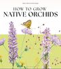 „How to Grow Native Orchids“. Illustration von Orchideen und einem Schmetterling auf blassgrünem Hintergrund.