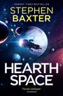 Text: "Sunday Times Bestseller, Stephen Baxter, Hearth Space, 'Fiercely intelligent' Guardian."  
Illustration eines Raumschiffs im Weltraum mit Planeten.