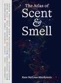 "The Atlas of Scent & Smell" von Kate McLean-MacKenzie. Farbpunkte mit Gerüchen sind links. Hintergrund mit bunten Punkten.