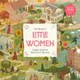„The World of Little Women“, Puzzle von Harriet Lee-Merrion. Illustration mit Figuren, Gebäuden, Landschaft und Kutsche.